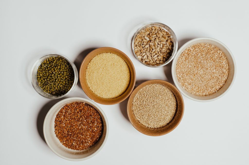 different seeds in bowls