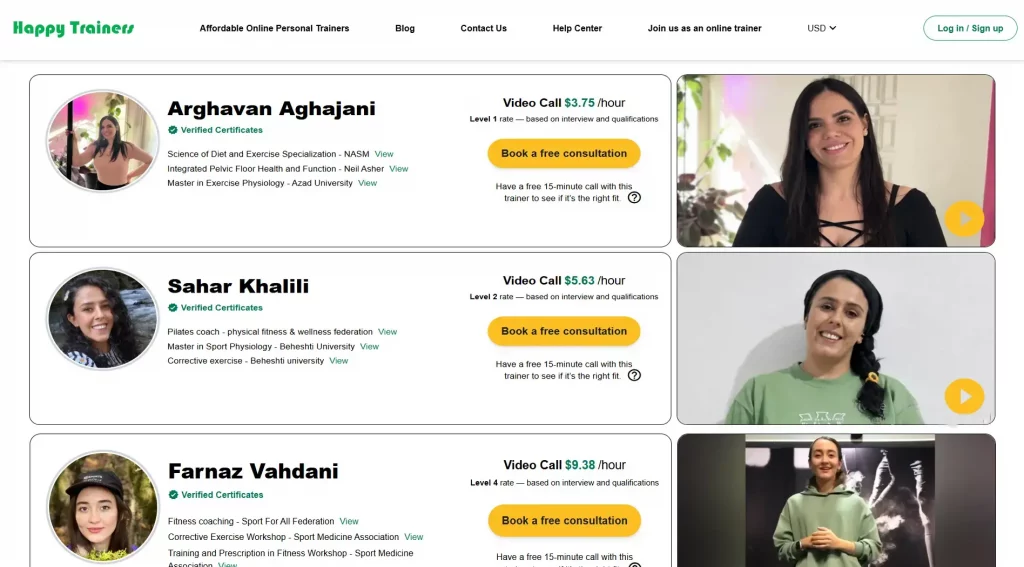 happy trainers Happy Trainers affordable online personal trainers with hourly video call rates