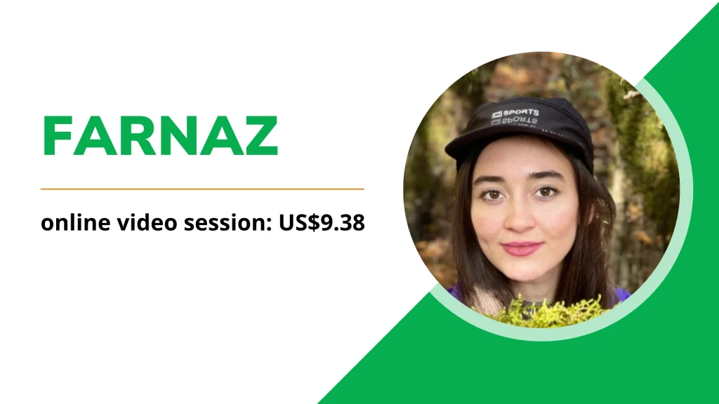 Farnaz: Nutrition, Fitness & weight loss Farnaz, an online personal trainer, profile image with coaching session details