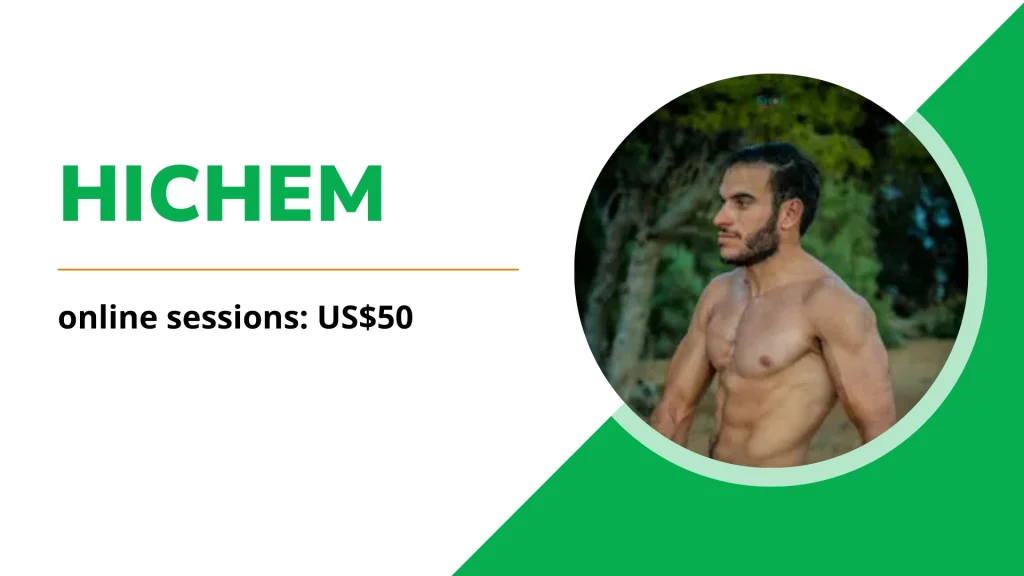 Hichem: Bodybuilding & HIIT Hichem, an online personal trainer, profile image with coaching session details
