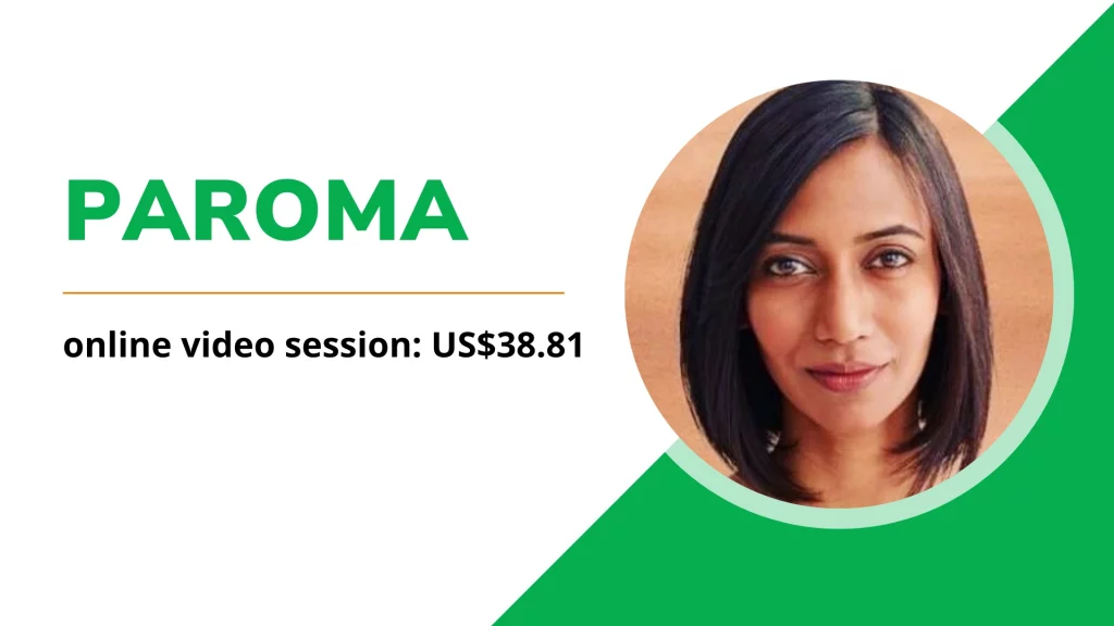 Paroma: Yoga & Strength Training Paroma, an online personal trainer, profile image with coaching session details