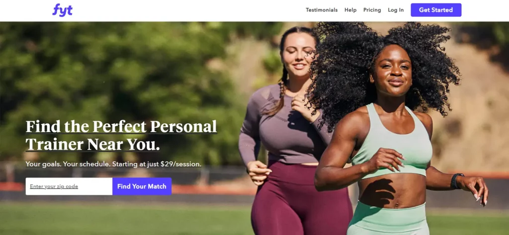 Preview of an online service platform connecting users with professional trainers and specialists.