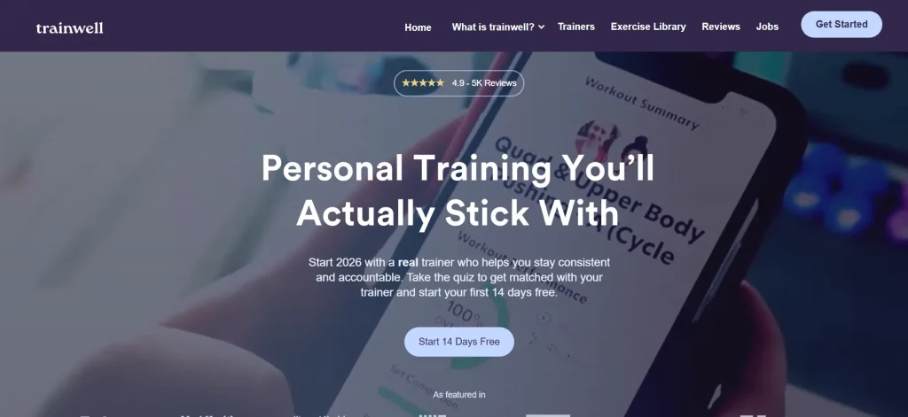 Preview of an online service platform connecting users with professional trainers and specialists.