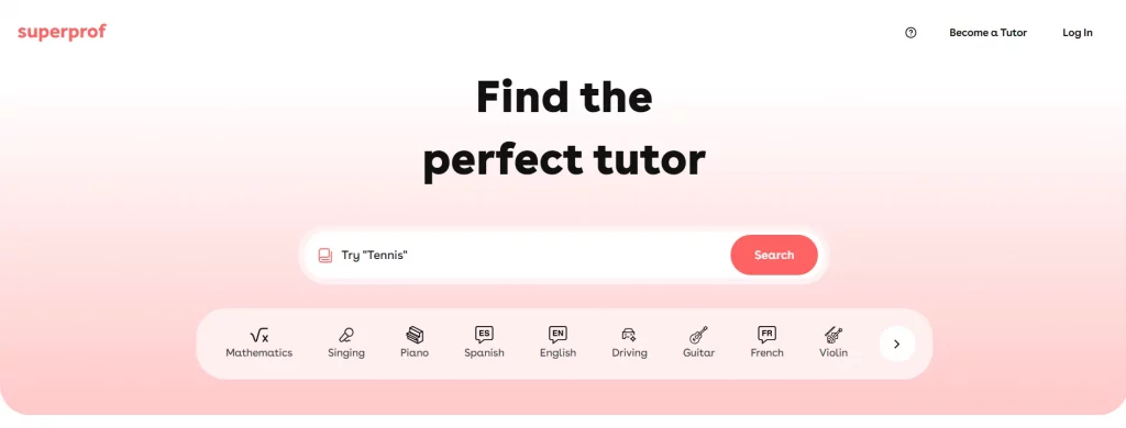 Preview of an online service platform connecting users with professional trainers and specialists.