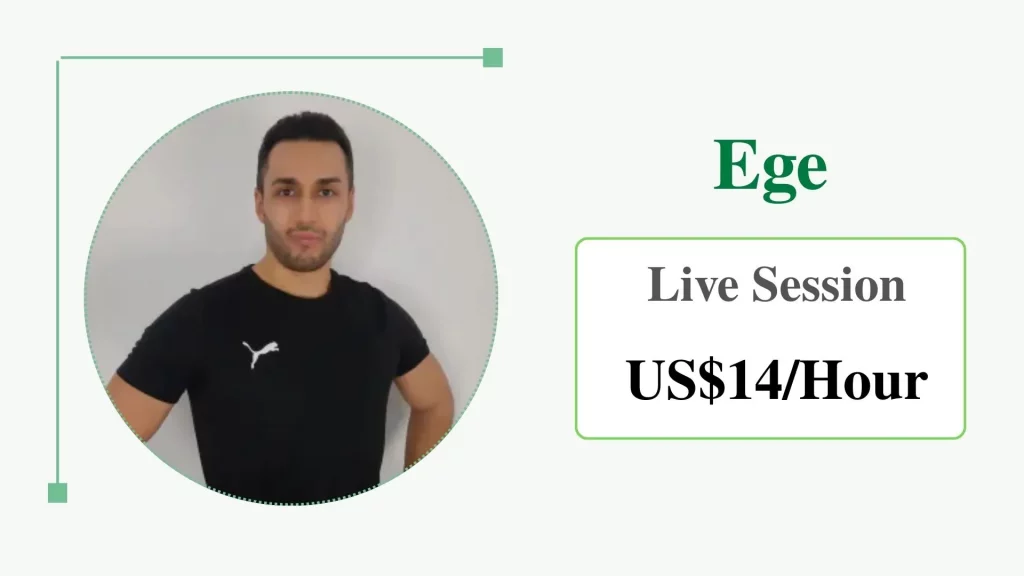 Ege, affordable online personal trainer with live sessions for US$14/hour