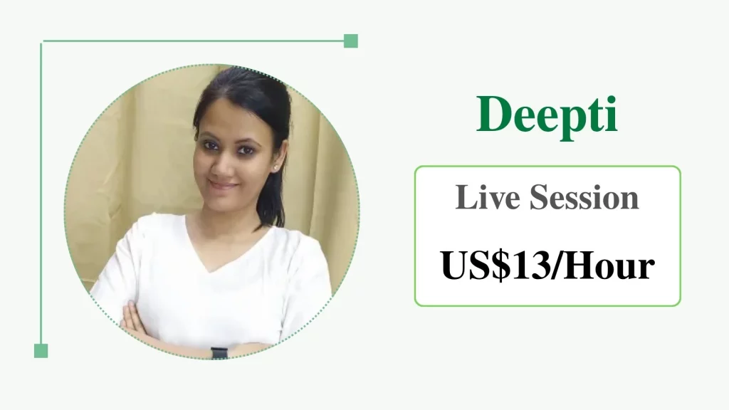 Deepti, affordable online personal trainer with live sessions for US$13/hour