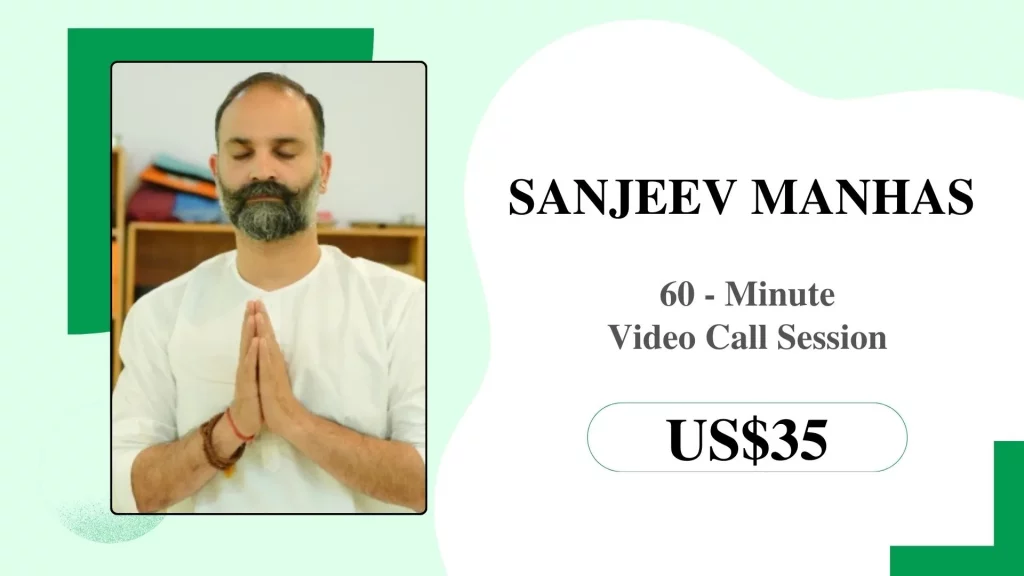 Sanjeev Manhas leading a traditional 60-minute online Hatha and Ashtanga session.