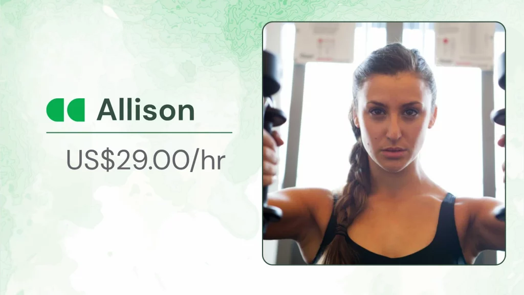 Allison Allison, an online personal trainer for women, offering live coaching sessions