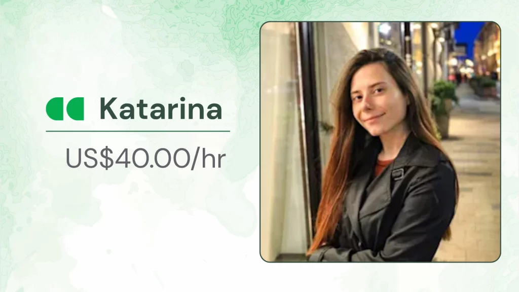Katarina Katarina, an online fitness coach for women on Fiverr, with live coaching sessions