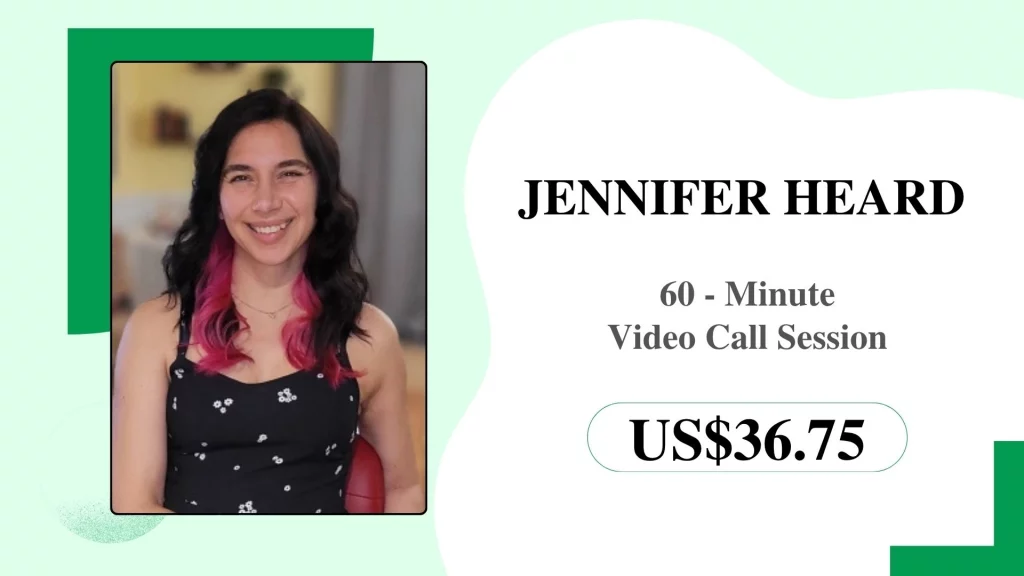 Jennifer Heard is teaching a 60-minute therapeutic online yoga session.