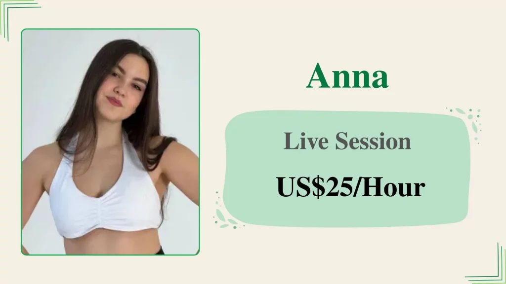 Anna, an affordable online personal trainer, offering live sessions for US$25 per hour.