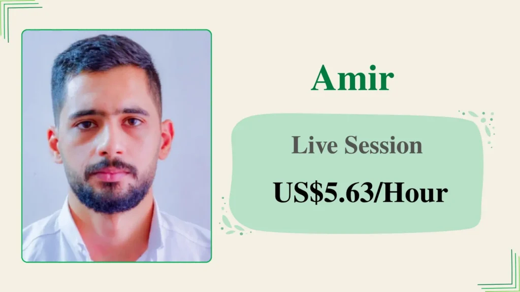 Amir, an affordable online personal trainer, offering live sessions for US$5.63 per hour.