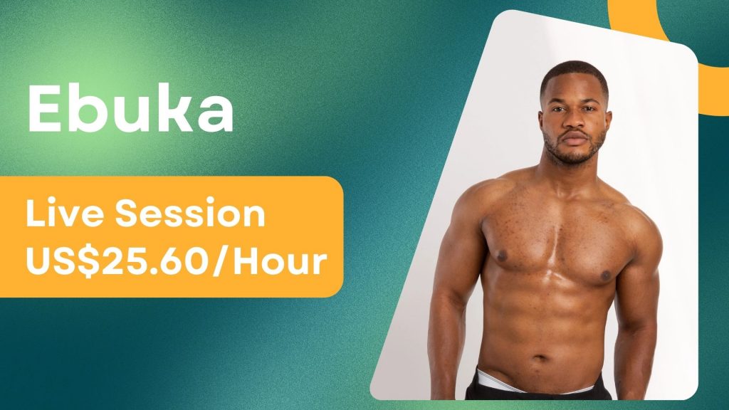 Ebuka, an online personal trainer for beginners, with his profile photo and per-session price.