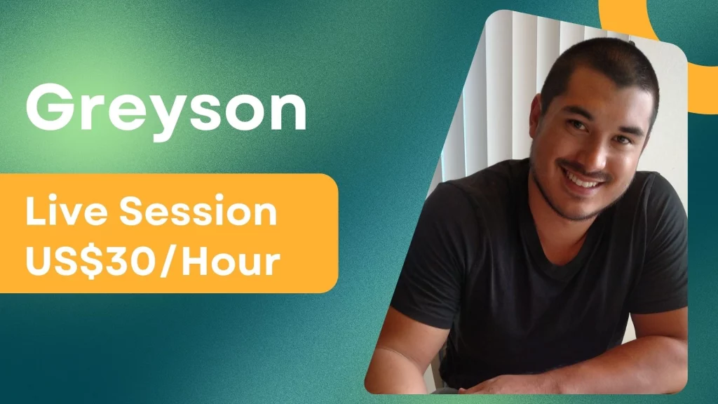 Greyson, an online personal trainer for beginners, with her profile photo and per-session price.