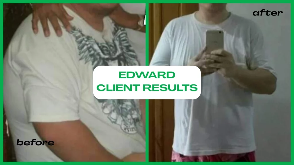 A client’s transformation after online weight loss coaching with Edward