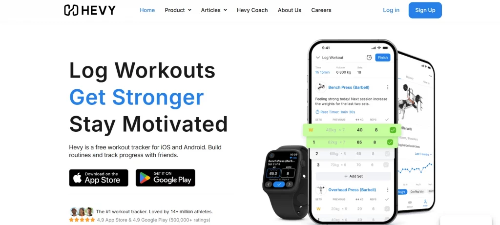 hevy Hevy homepage featured in our guide to the best workout apps for women