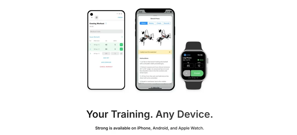 strong Strong fitness app for tracking workouts on multiple devices, one of the best workout apps for women