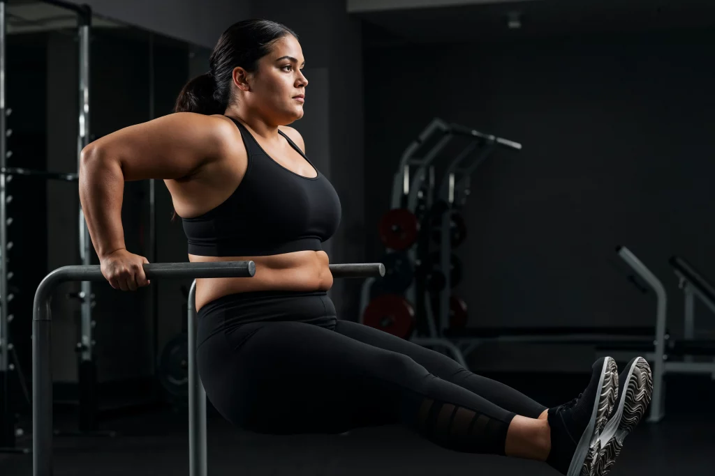 client doing a weight loss personal training workout in a gym 